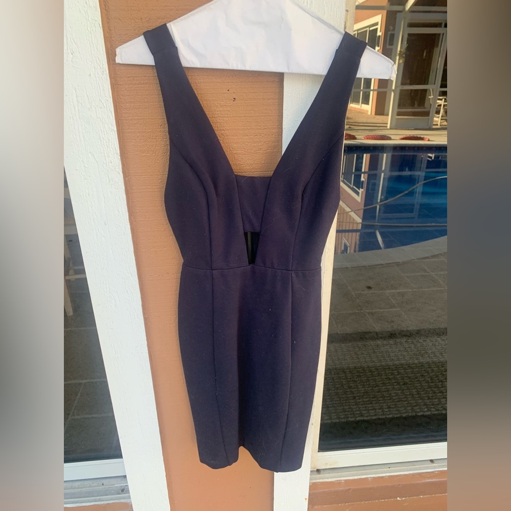 Navy blue body con dress with cut outs